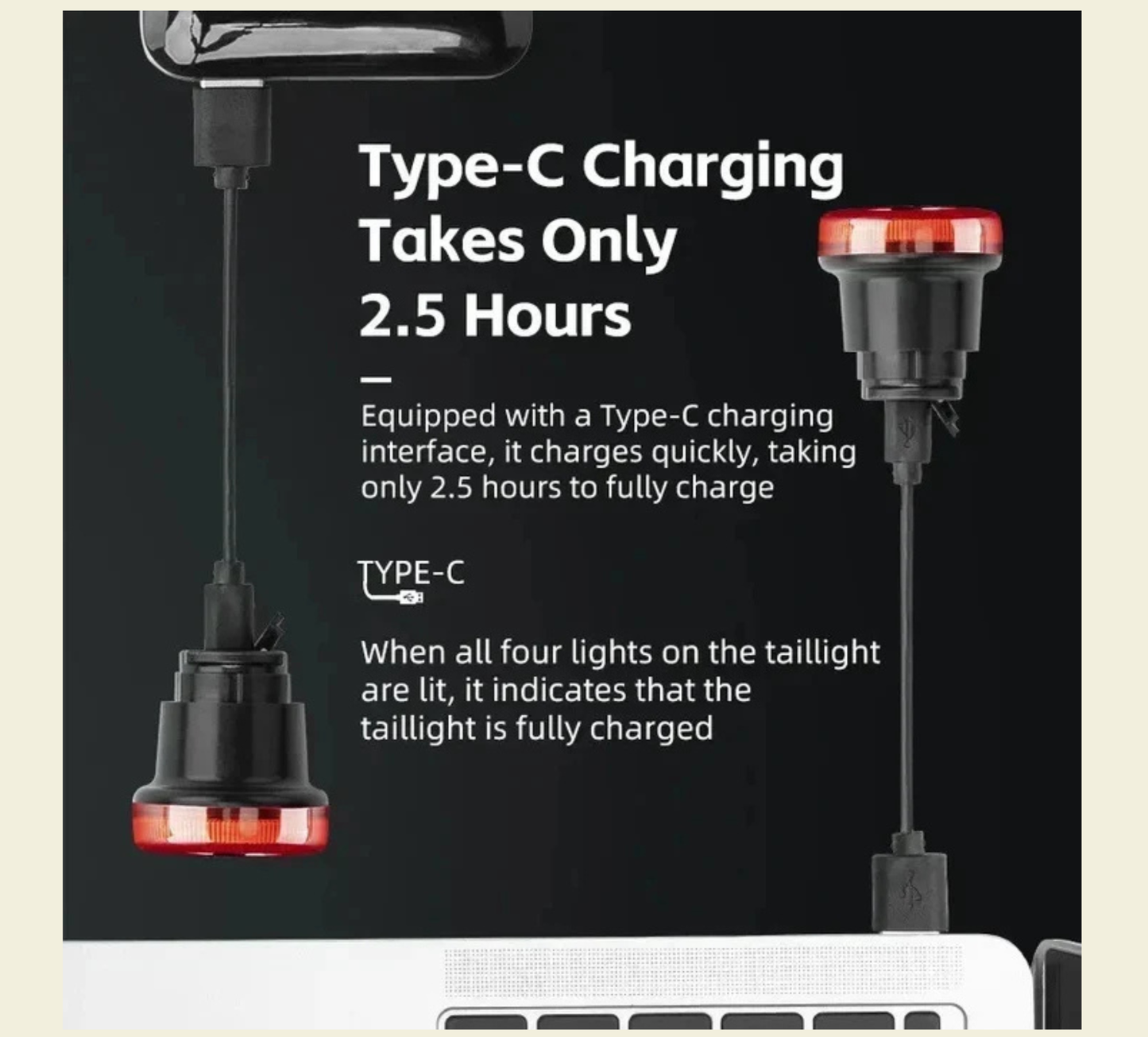 ROCKBROS Bicycle Smart Rear Light Auto-sensing Bike Taillight Waterproof Type-C